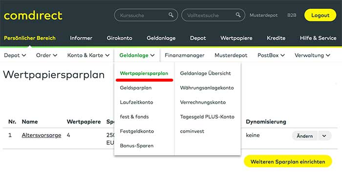 ETF Sparplan einrichten